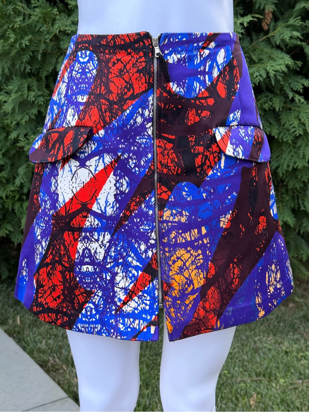 Bold Abstract Print Mini Skirt - Red, Blue & Purple